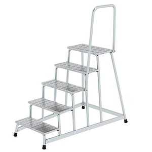 MUNK Montagetritt mit Handlauf 50045 silber 5 Stufen, H: 100,0 cm