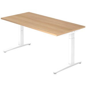 HAMMERBACHER VXB16 höhenverstellbarer Schreibtisch eiche rechteckig, C-Fuß-Gestell weiß 160,0 x 80,0 cm