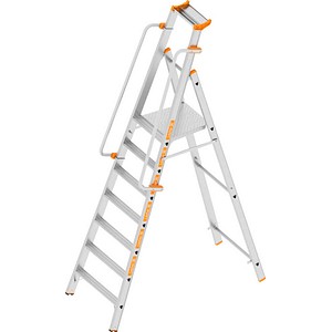 Layher Stehleiter einseitig TOPIC 1074 silber 7 Stufen, H: 290,0 cm