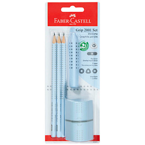 FABER-CASTELL GRIP 2001 Bleistift-Set B sky blue, 1 Set