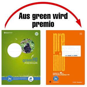 Staufen® Schulheft green Lineatur 22 kariert DIN A4 ohne Rand, 16 Blatt