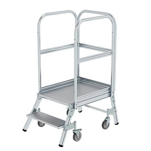 MUNK Podestleiter 50102 fahrbar silber 2 Stufen, H: 148,0 cm