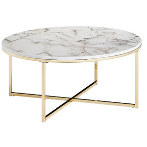 WOHNLING Couchtisch rund MDF-Platte marmor 80,0 x 80,0 x 36,0 cm, 1 St.