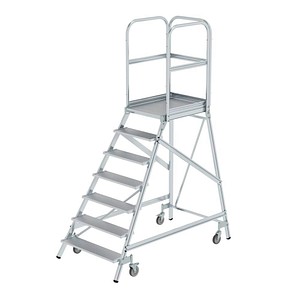 MUNK Podestleiter 50107 fahrbar silber 7 Stufen, H: 268,0 cm