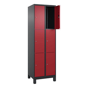 CP Schließfachschrank Classic Plus rubinrot, schwarzgrau 080010-203 S10035, 6 Schließfächer 60,0 x 50,0 x 195,0 cm