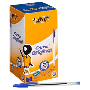 BIC Kugelschreiber Cristal transparent, Schreibfarbe: blau, 50 St.