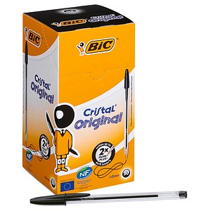 BIC Kugelschreiber Cristal transparent, Schreibfarbe: schwarz, 50 St.