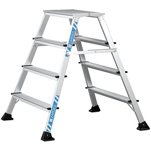 ZARGES Stehleiter beidseitig XLstep P breit silber 2x 4 Stufen, H: 99,0 cm