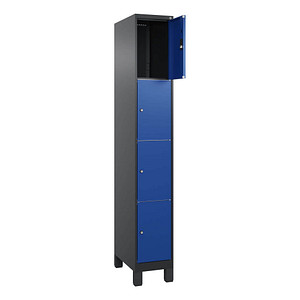 CP Schließfachschrank Classic Plus enzianblau, schwarzgrau 080010-104 S10030, 4 Schließfächer 30,0 x 50,0 x 195,0 cm