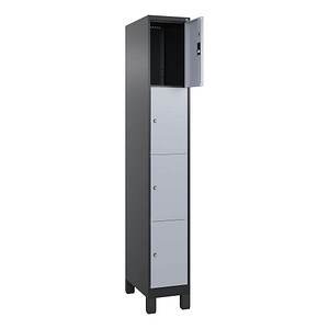 CP Schließfachschrank Classic Plus schwarzgrau, weißaluminium 080010-104 S10034, 4 Schließfächer 30,0 x 50,0 x 195,0 cm