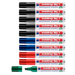 edding No. 1 Permanentmarker farbsortiert 1,0 - 5,0 mm, 10 St.