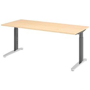 HAMMERBACHER VXB019 höhenverstellbarer Schreibtisch ahorn rechteckig, C-Fuß-Gestell grau 180,0 x 80,0 cm
