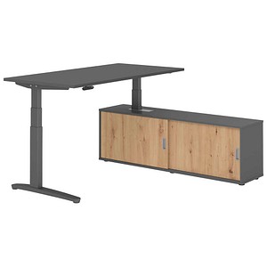 HAMMERBACHER XBHM16SB elektrisch höhenverstellbarer Schreibtisch grafit rechteckig, C-Fuß-Gestell grau 160,0 x 80,0 cm