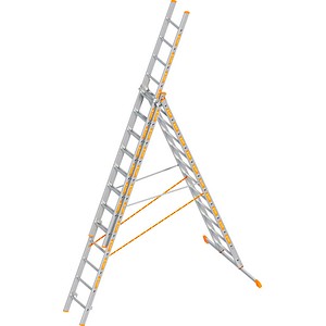 Layher Vielzweckleiter TOPIC 1040 silber 3x 12 Sprossen, H: 505,0 cm