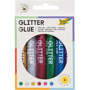 6 folia Glitter Glue Klebestifte 6 x 9,5 ml