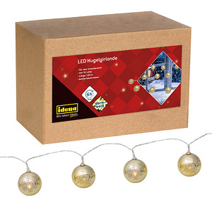 Idena 10er Weihnachtskugeln LED Lichterkette gold 1,65 m