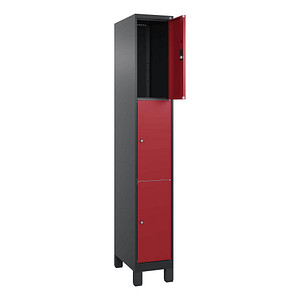 CP Schließfachschrank Classic Plus rubinrot, schwarzgrau 080010-103 S10026, 3 Schließfächer 30,0 x 50,0 x 195,0 cm