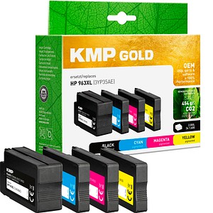 KMP Gold schwarz, cyan, magenta, gelb Druckerpatrone kompatibel zu HP 963XL (3YP35AE), 4er-Set