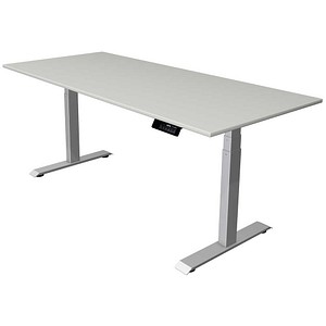 Kerkmann Move 1 stable elektrisch höhenverstellbarer Schreibtisch lichtgrau rechteckig, T-Fuß-Gestell silber 180,0 x 80,0 cm