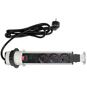 HAMMERBACHER 3-fach Tischsteckdose 2,0 m schwarz mit USB-Buchse