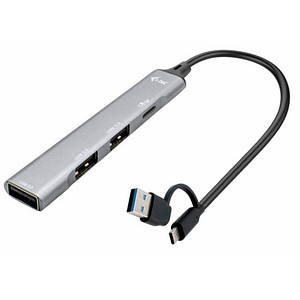 i-tec® USB-Hub USB-A/USB-C Metal  4-fach grau