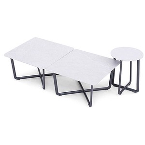 barths Fellow Beistelltische-Set freiform Keramik beige, 3 St.