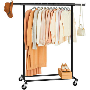 SONGMICS Rollgarderobe schwarz Metall 92,0 - 132,0 x 160,0 cm, 1 St.