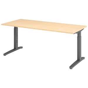 HAMMERBACHER VXB19 höhenverstellbarer Schreibtisch ahorn rechteckig, C-Fuß-Gestell grau 180,0 x 80,0 cm
