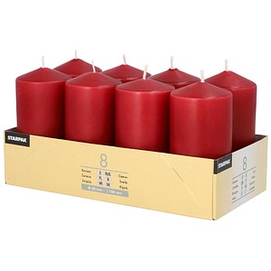 STARPAK Stumpenkerzen bordeaux, 8 St.