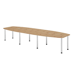 HAMMERBACHER Konferenztisch KT40C asteiche Tonnenform, Rundrohr chrom, 400,0 x 85,0/130,0 x 72,0 - 74,0 cm
