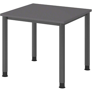 HAMMERBACHER HS08 höhenverstellbarer Schreibtisch grafit quadratisch, 4-Fuß-Gestell grau 80,0 x 80,0 cm