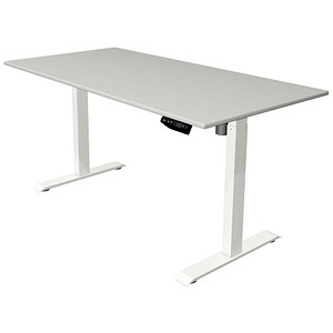 Kerkmann Move 1 elektrisch höhenverstellbarer Schreibtisch lichtgrau rechteckig, T-Fuß-Gestell weiß 160,0 x 80,0 cm
