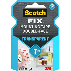 Scotch FIX™ TRANSPARENT doppelseitiges Klebeband 19,0 mm x 1,5 m, 1 Rolle