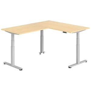 HAMMERBACHER XDSMW1612 elektrisch höhenverstellbarer Schreibtisch ahorn rechteckig, T-Fuß-Gestell silber 160,0 x 200,0 cm