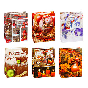 TSI Geschenktüten Weihnachten Serie 6 Motiv sortiert 11,0 x 14,0 cm, 12 St.