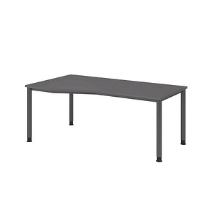 HAMMERBACHER HS18 höhenverstellbarer Schreibtisch grafit Trapezform, 4-Fuß-Gestell grau 180,0 x 80,0/100,0 cm