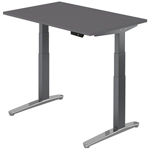 HAMMERBACHER VXBHM12 elektrisch höhenverstellbarer Schreibtisch grafit rechteckig, C-Fuß-Gestell grau 120,0 x 80,0 cm