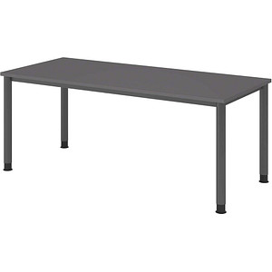 HAMMERBACHER HS19 höhenverstellbarer Schreibtisch grafit rechteckig, 4-Fuß-Gestell grau 180,0 x 80,0 cm