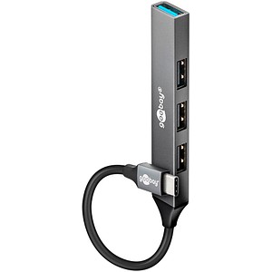 goobay USB-Hub Slim 4-fach grau