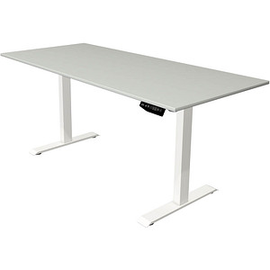 Kerkmann Move 1 elektrisch höhenverstellbarer Schreibtisch lichtgrau rechteckig, T-Fuß-Gestell weiß 180,0 x 80,0 cm