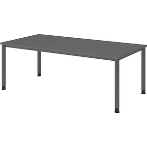HAMMERBACHER HS2E Orbis höhenverstellbarer Schreibtisch grafit rechteckig, 4-Fuß-Gestell grau 200,0 x 100,0 cm