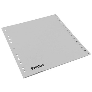 Printus Ordnerregister DIN A4 Vollformat 1-15 grau 15-teilig, 1 Satz