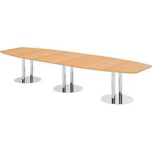 HAMMERBACHER Konferenztisch KT40S buche Tonnenform, Rundrohr chrom, 400,0 x 85,0 - 130,0 x 74,0 cm