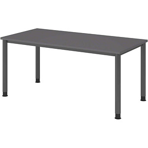 HAMMERBACHER HS16 höhenverstellbarer Schreibtisch grafit rechteckig, 4-Fuß-Gestell grau 160,0 x 80,0 cm