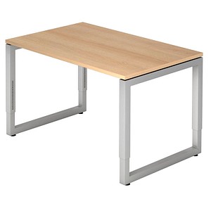 HAMMERBACHER RS12 höhenverstellbarer Schreibtisch eiche rechteckig, O-Fuß-Gestell silber 120,0 x 80,0 cm