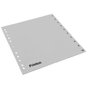 Printus Ordnerregister DIN A4 Vollformat 1-10 grau 10-teilig, 1 Satz