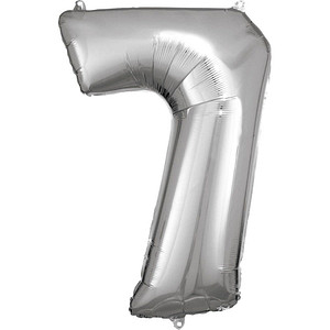 amscan® Folienballon Zahl 7 silber, 1 St.