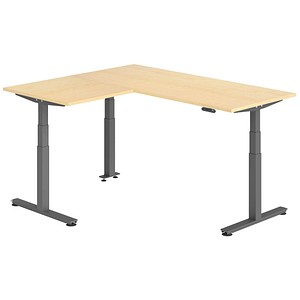HAMMERBACHER XDSMW1908 elektrisch höhenverstellbarer Schreibtisch ahorn rechteckig, T-Fuß-Gestell grau 180,0 x 160,0 cm