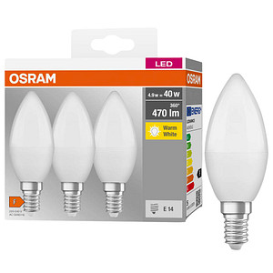 3 OSRAM LED-Lampen Base CLASSIC B40 Multipack E14 4,9 W matt