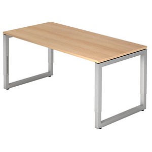 HAMMERBACHER RS16 höhenverstellbarer Schreibtisch eiche rechteckig, O-Fuß-Gestell silber 160,0 x 80,0 cm